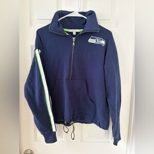 Seattle Seahawks Blue Cropped Quarter-Zip Sweatshirt